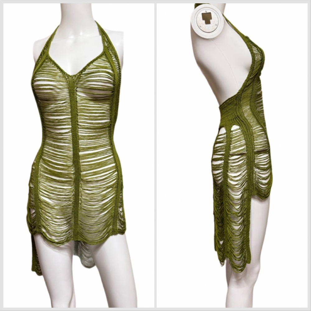 Olive Green String Dress | Size Medium